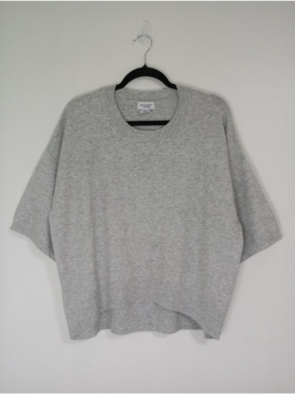 Song Of Style By Aimee Song Oversized Gray Knit Top Crewneck Short Sleeves Casua